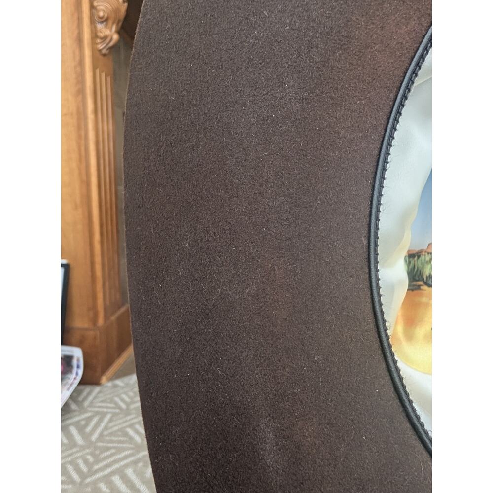 Stetson 4X Beaver Cowboy Hat Size 7 Regular Chocolate Brown Western Felt 4" Brim - Picture 10 of 14